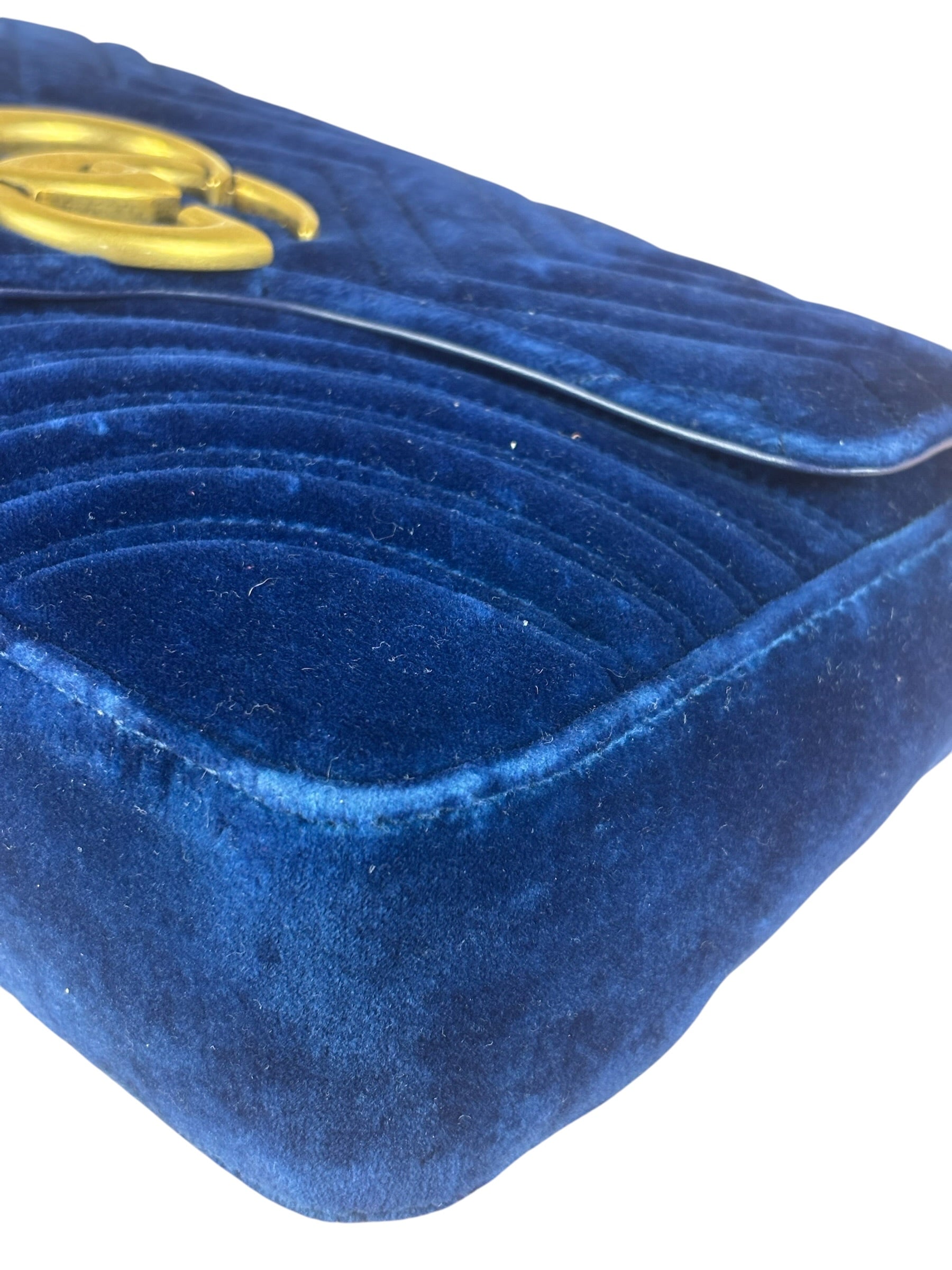 Gucci GG Blue Velvet Marmont Shoulder Bag