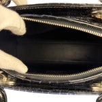 Christian Dior Rare Black/Navy Croc Embossed Lady Dior Handbag