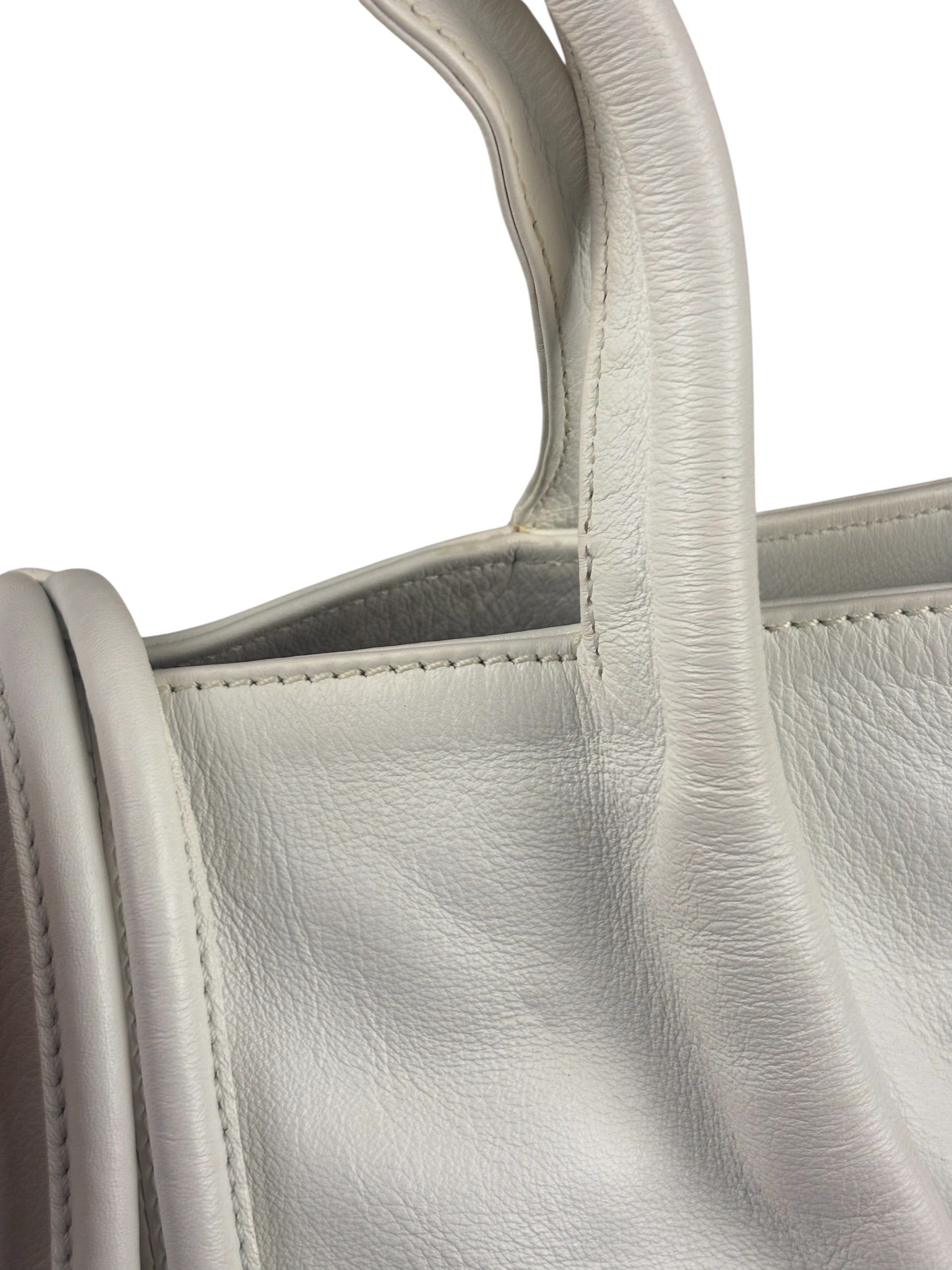 Burberry White Leather Bamboo Cinch Tote