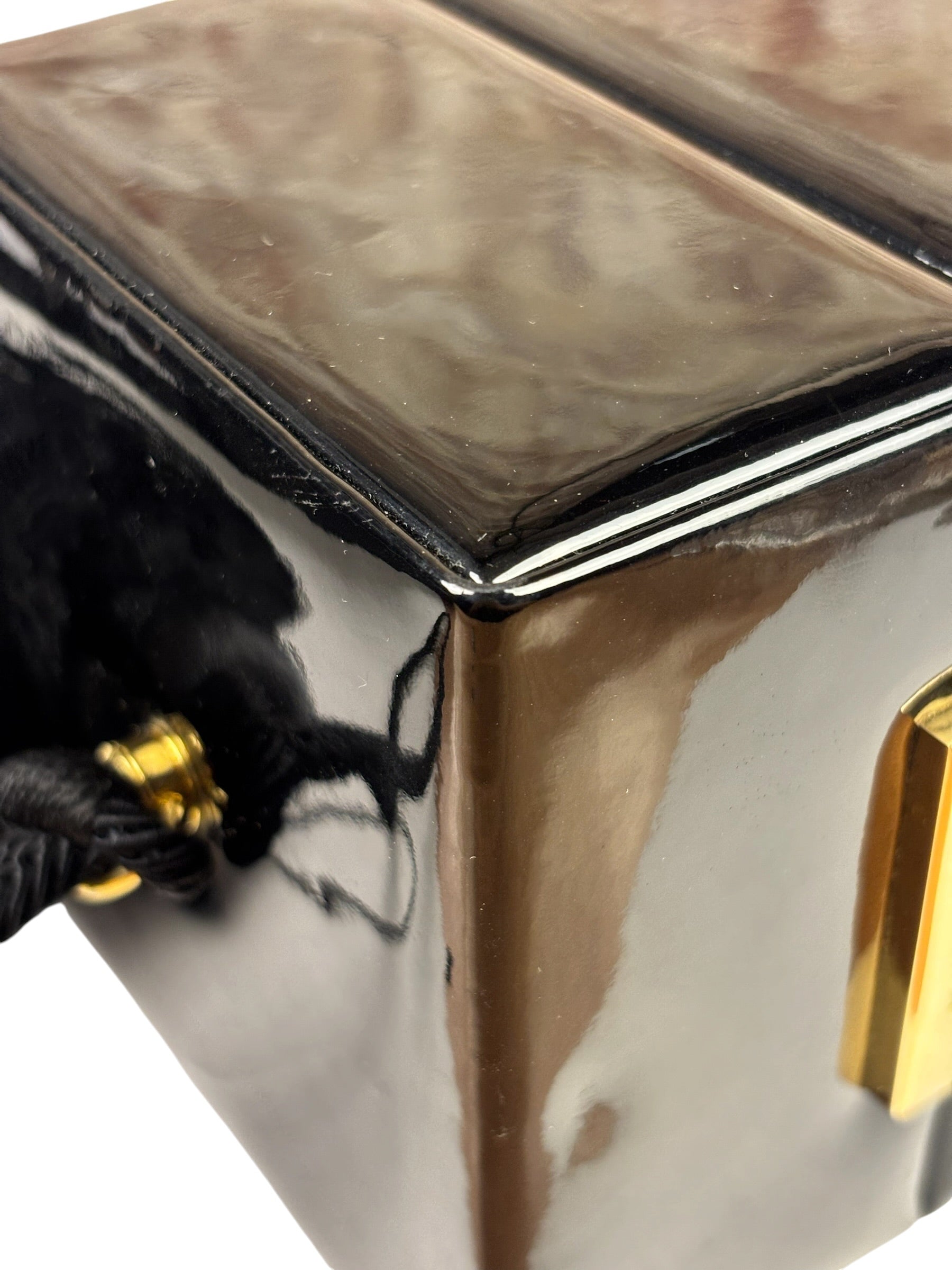 YSL Patent Jerry Cube Box Clutch
