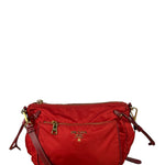 Prada Rosso Red Tessuto Nylon/Saffiano Leather Trim Shoulder Bag