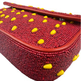 STAUD Strawberry Red Tommy Beaded Bag