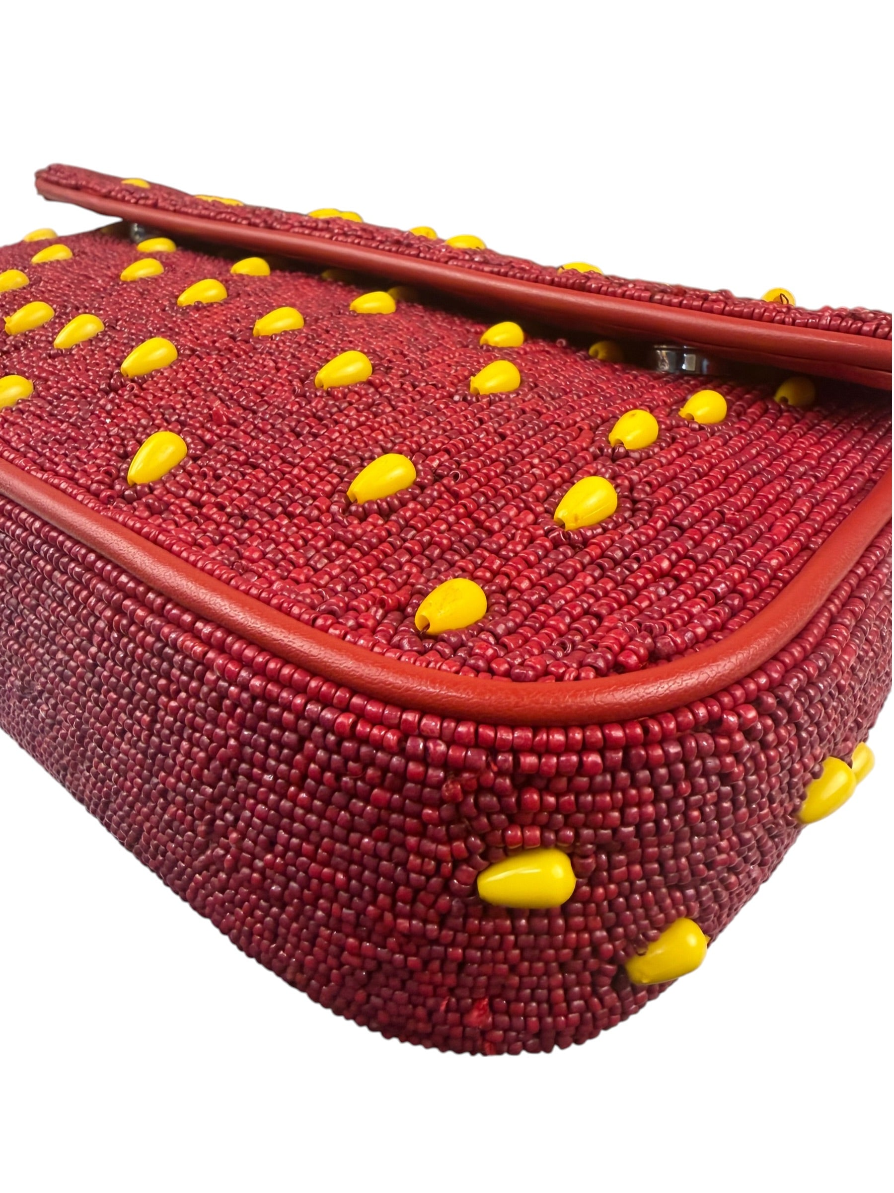 STAUD Strawberry Red Tommy Beaded Bag