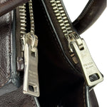 Prada Dark Brown Calf Leather Glace Twin-Pocket Tote