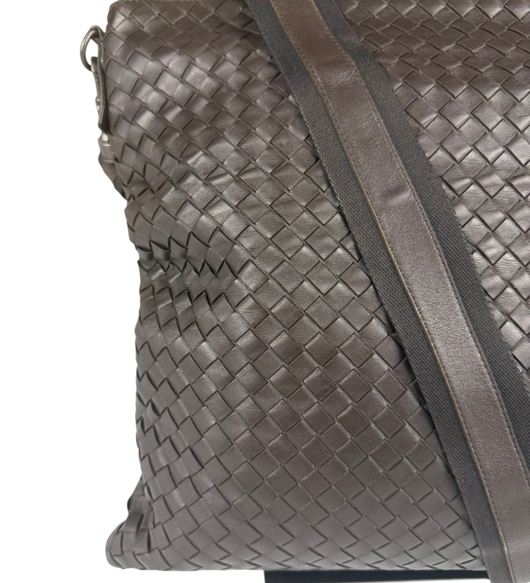 Bottega Veneta Brown Leather Woven Intrecciato Crossbody Bag