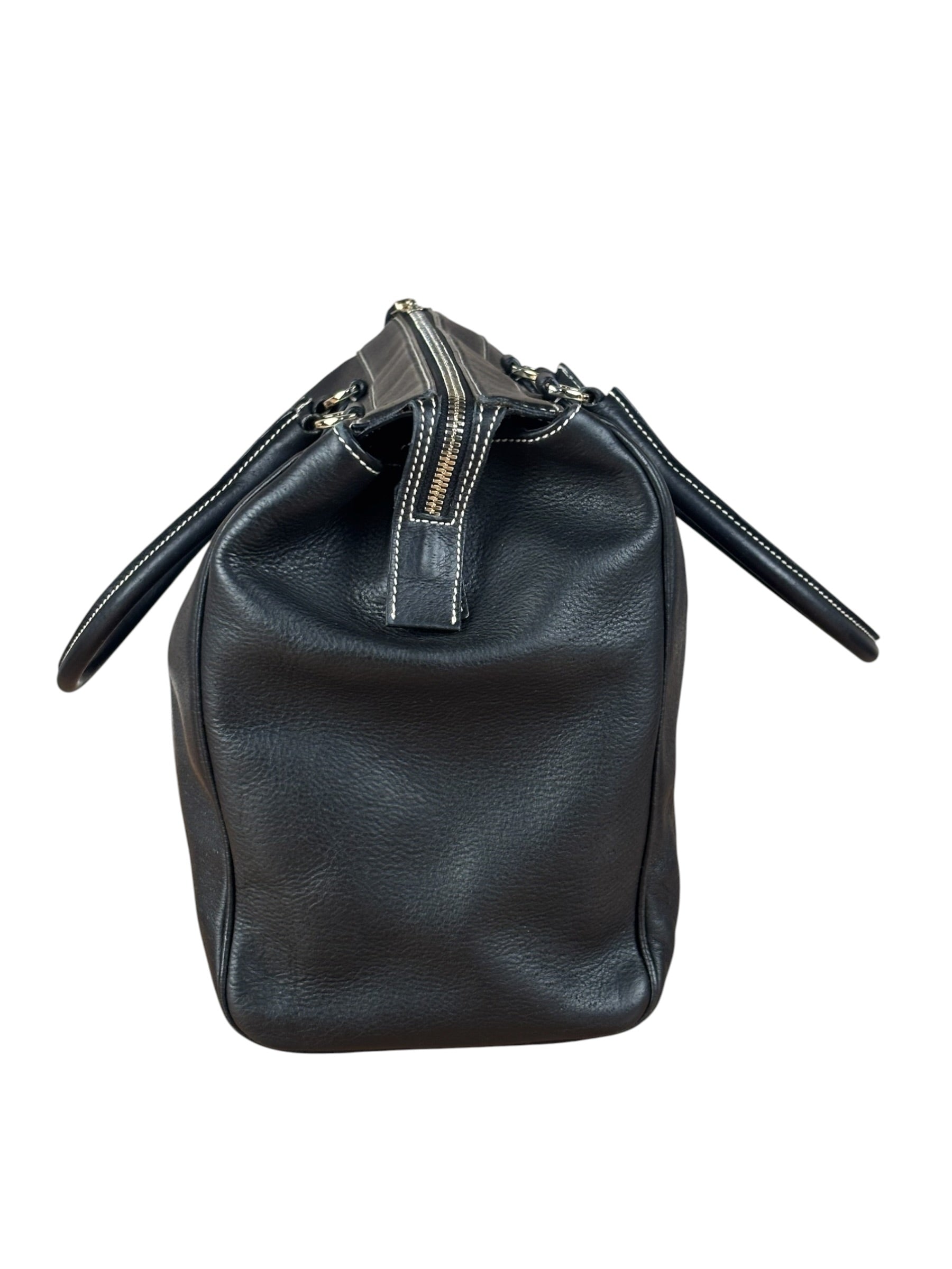 Salvatore Ferragamo Vintage Black Pebbled Leather Tote Bag