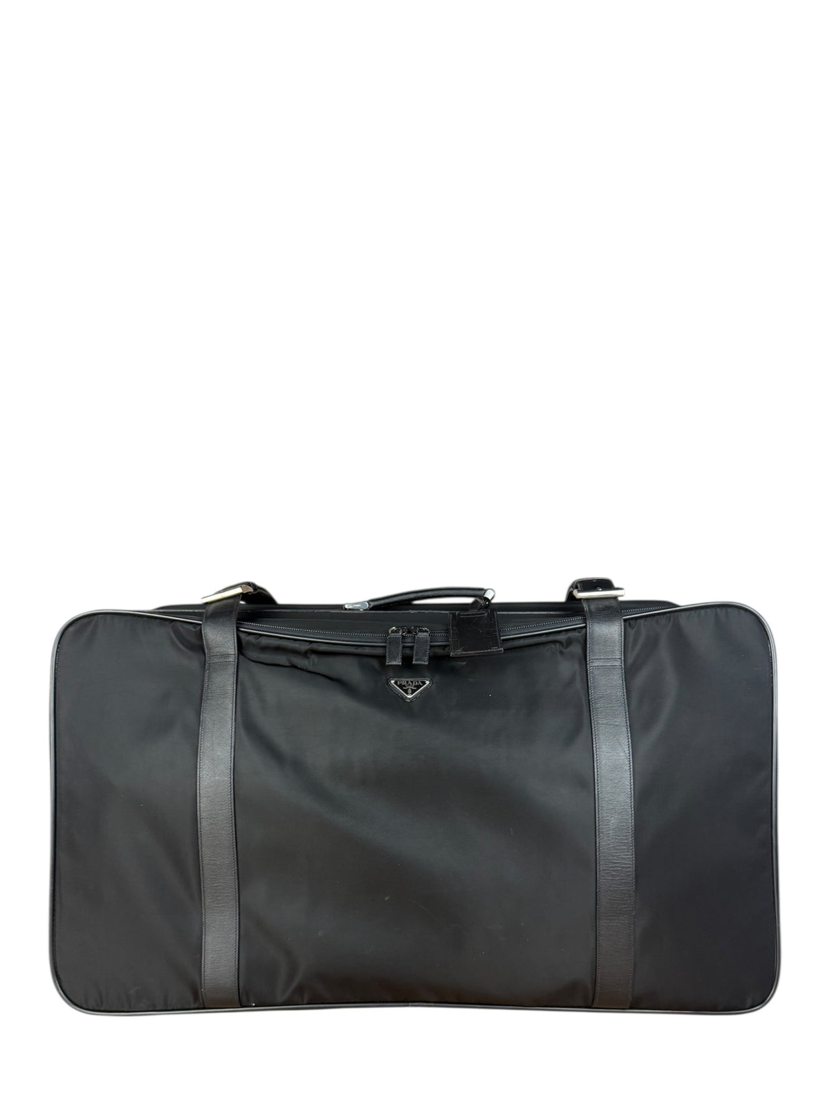 Prada Vintage Black Nylon Saffiano Travel Suitcase
