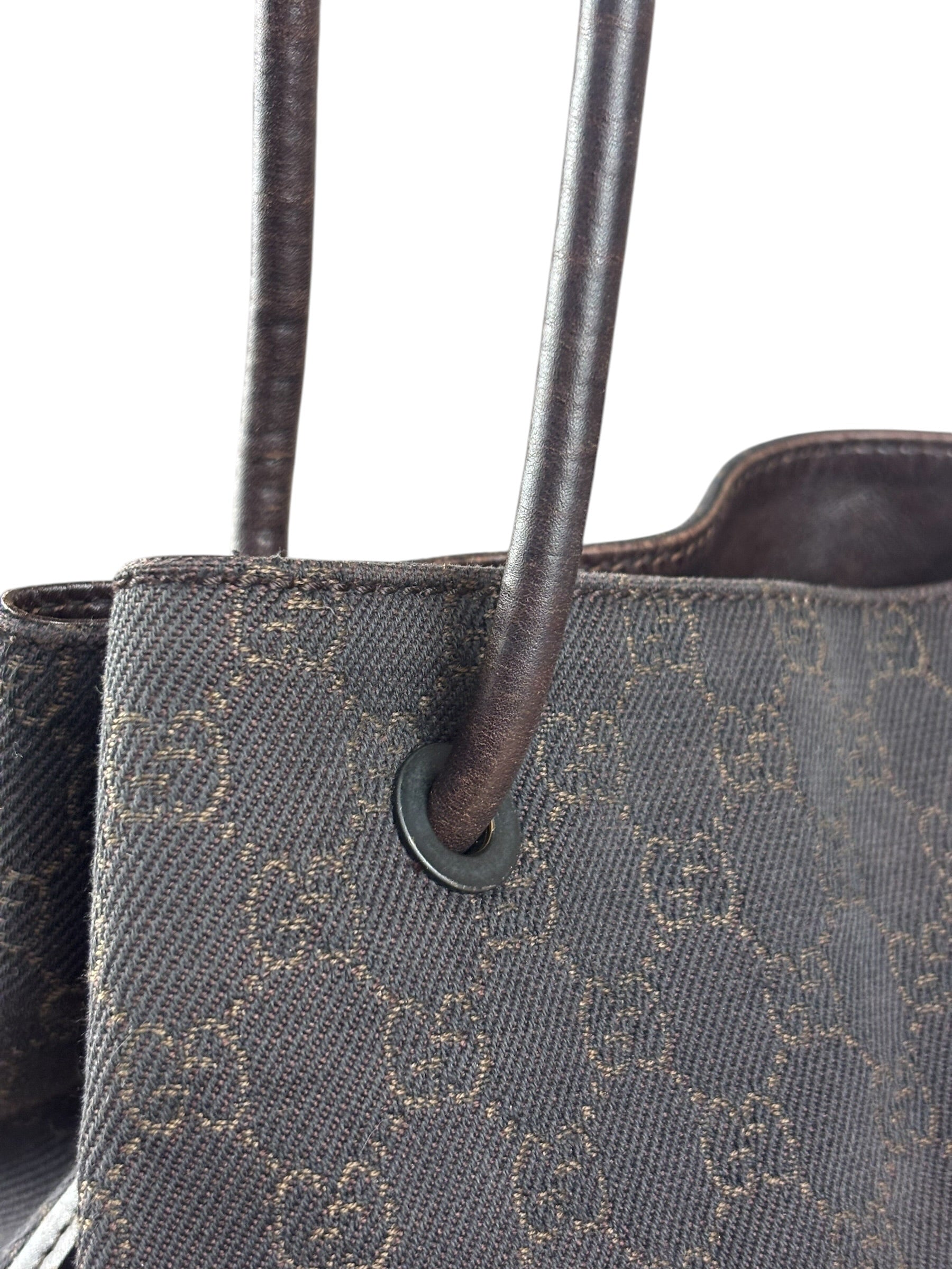 Gucci GG Denim leather Trim Gifford Tote Bag
