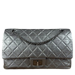 Chanel Metallic Silver Leather Reissue Double Flap Shoulder Bag 2.55 2005