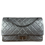 Chanel Metallic Silver Leather Reissue Double Flap Shoulder Bag 2.55 2005