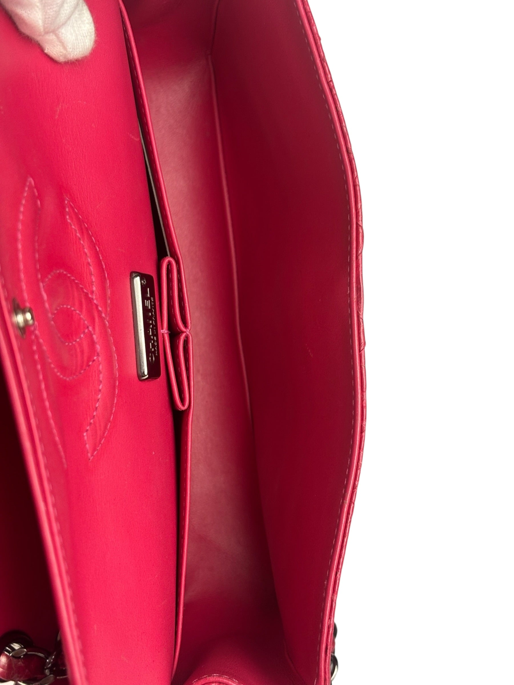 Chanel Classic Double Flap Python Bag Pink 2014
