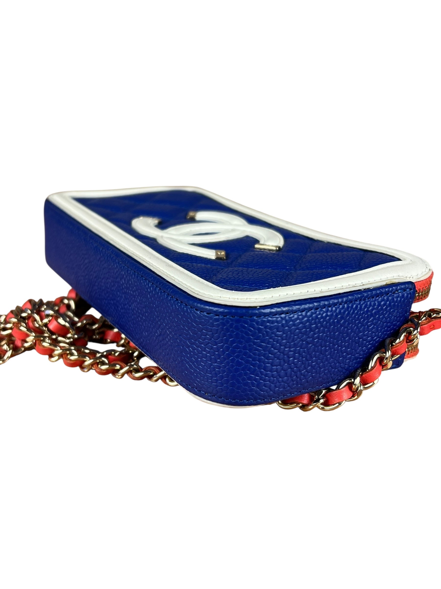 Chanel 2019 Caviar Quilted CC Filigree Clutch on Chain