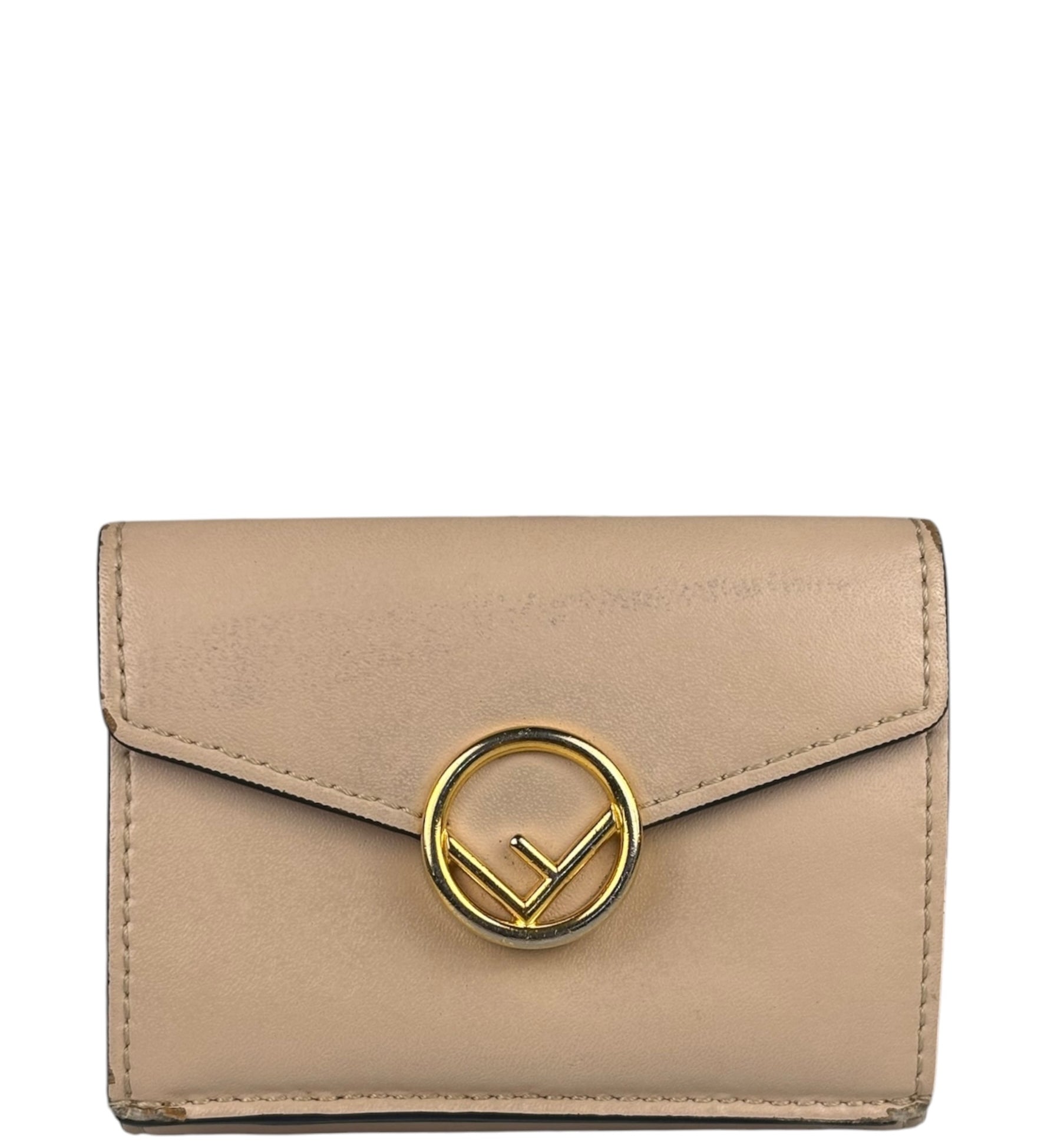 Fendi F Nude Pink Micro Trifold Wallet