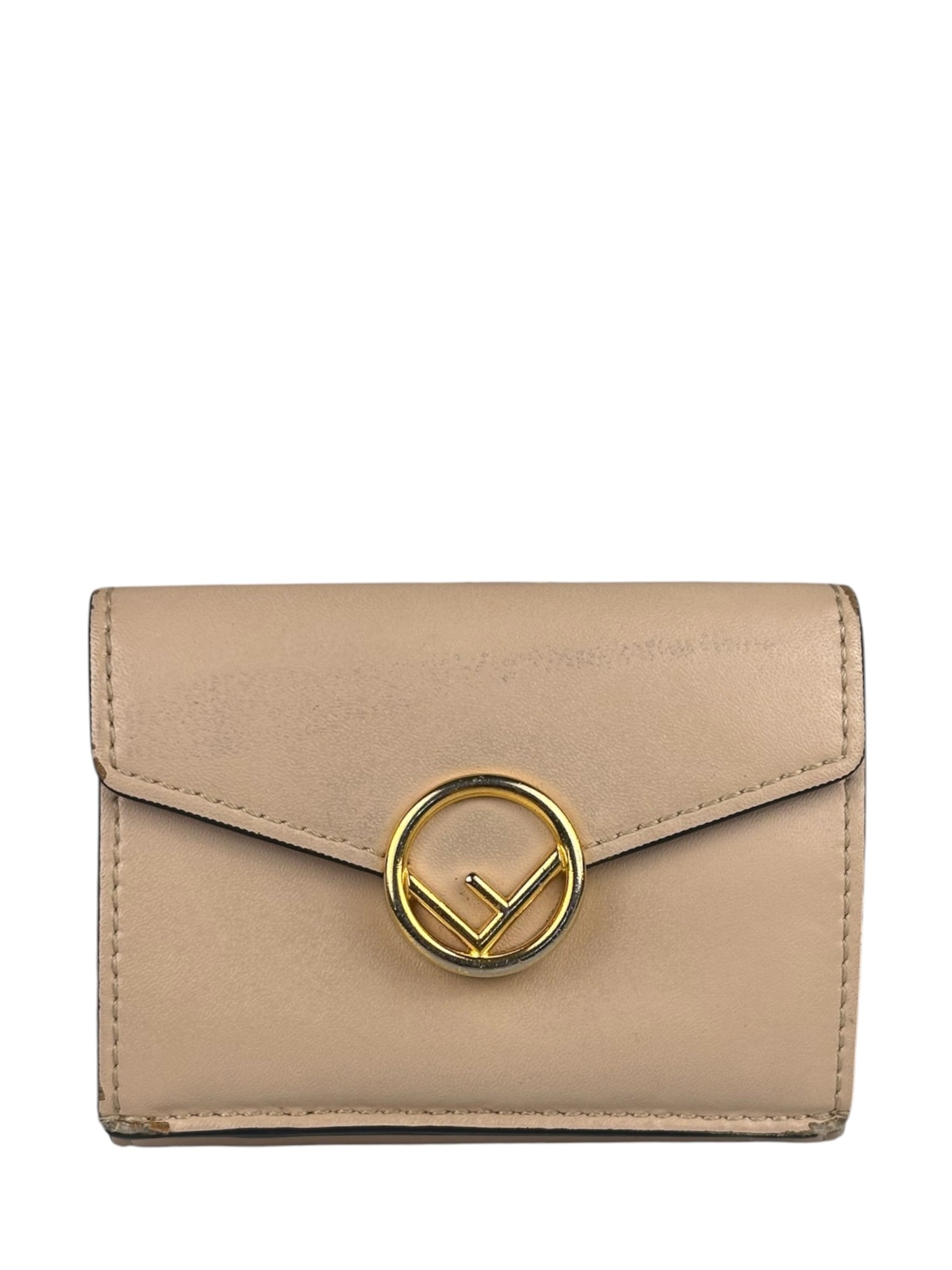 Fendi F Nude Pink Micro Trifold Wallet