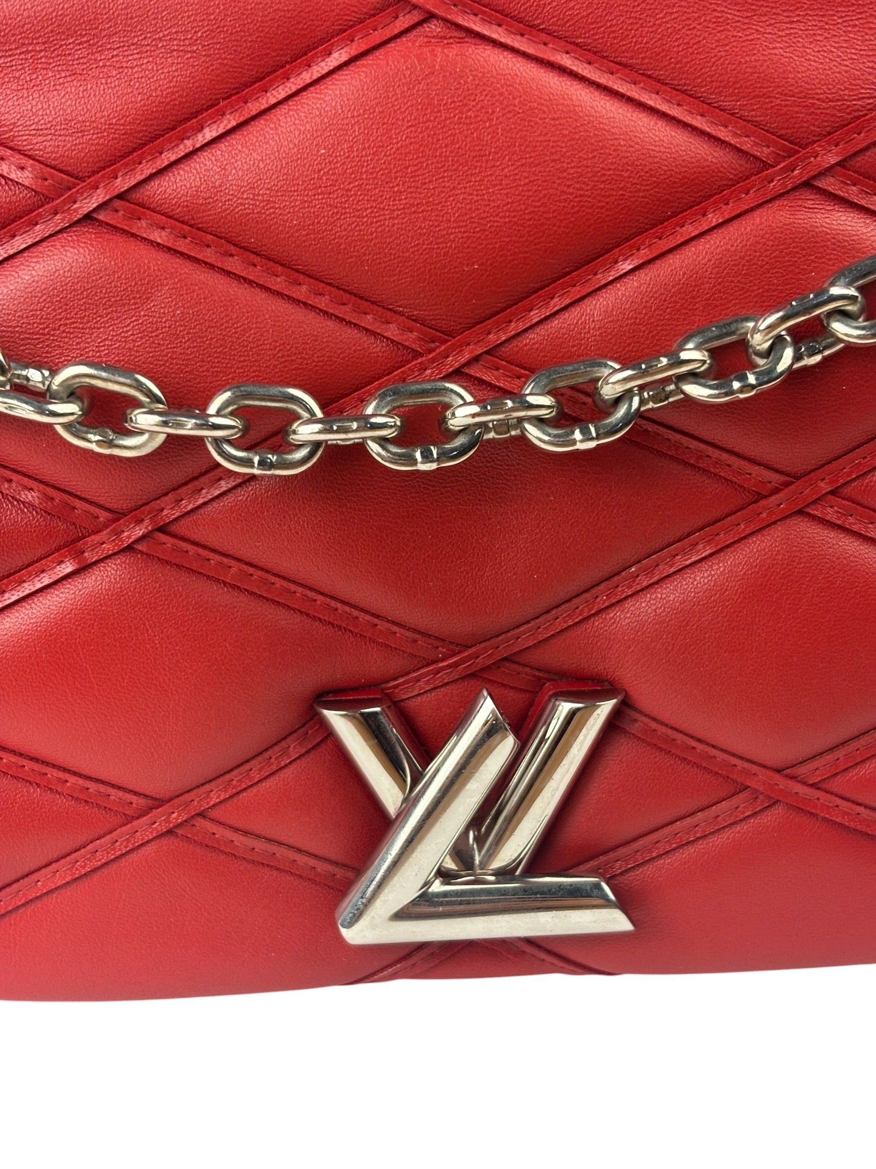 Louis Vuitton Red Lambskin GO-14 Malletage Shoulder Bag