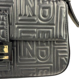 Fendi Black Leather 3D Logo Embossed Baguette