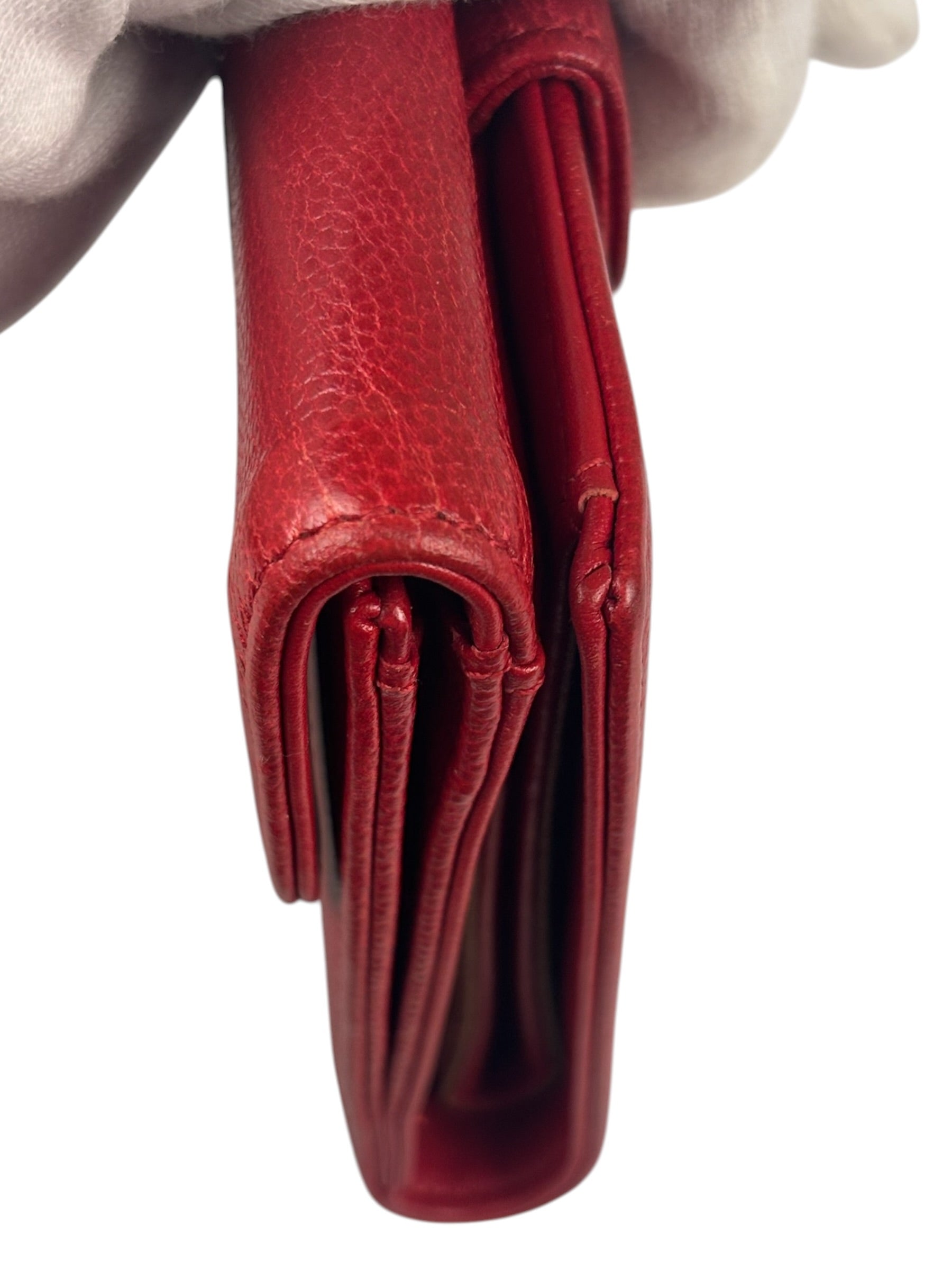 Chanel Vintage Red Caviar Compact Wallet 2010