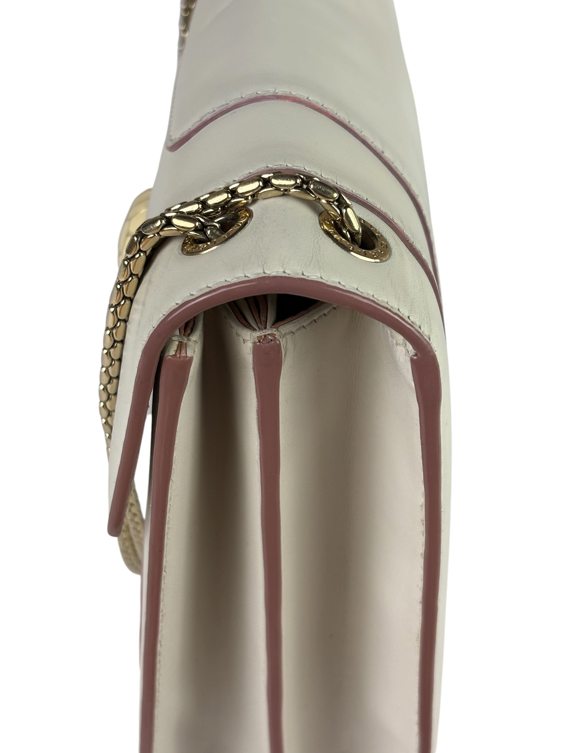 Bvlgari White/Pink Leather Serpenti Forever Shoulder Bag