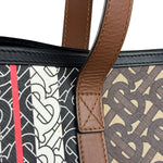 Burberry Leather TB Monogram Stripe E-Canvas Tote Bag