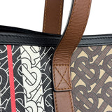 Burberry Leather TB Monogram Stripe E-Canvas Tote Bag