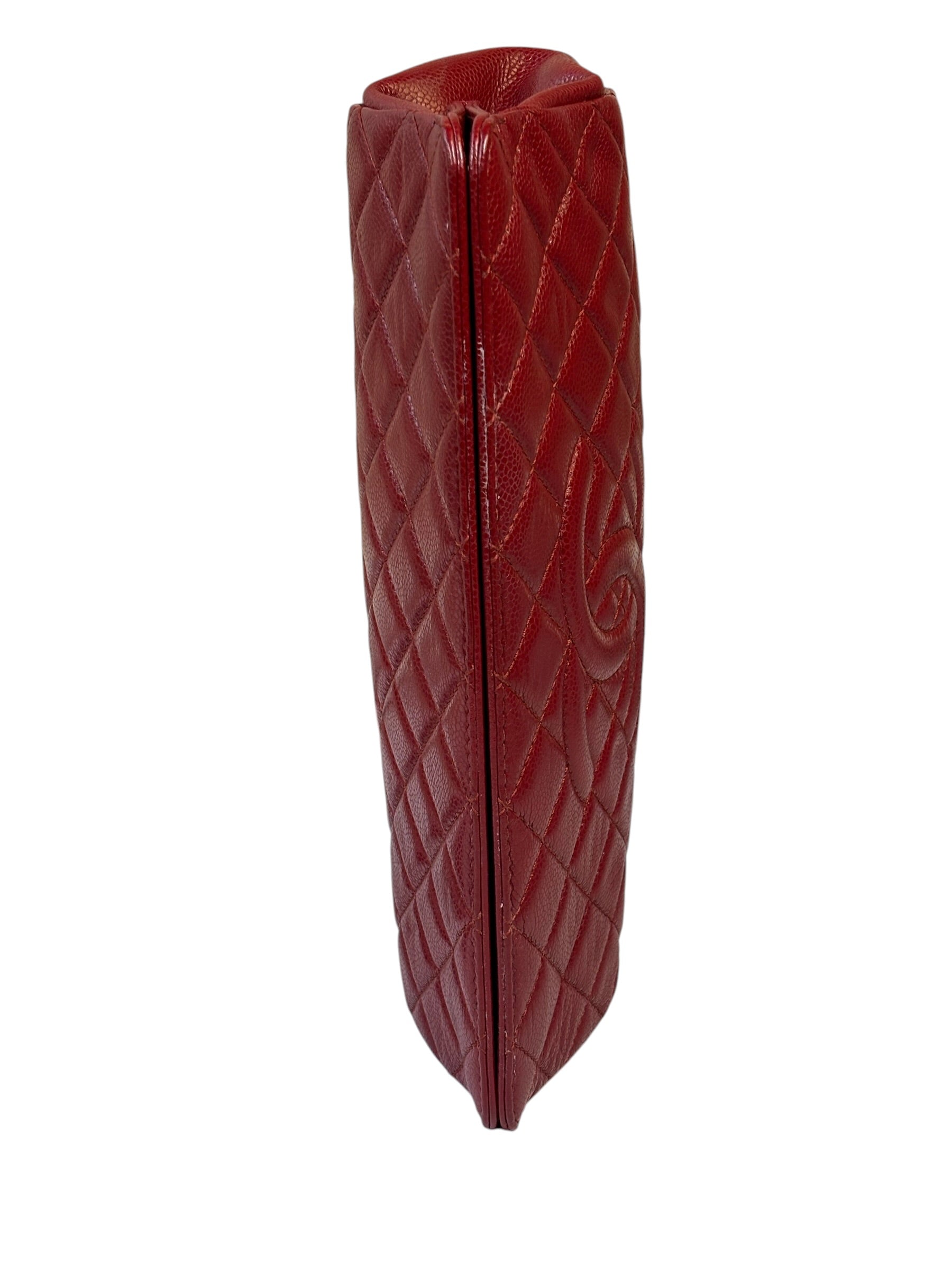 Chanel Red Caviar Quilted Frame Clutch 2012