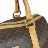 Celine Vintage Brown Coated Macadam Boston Handbag
