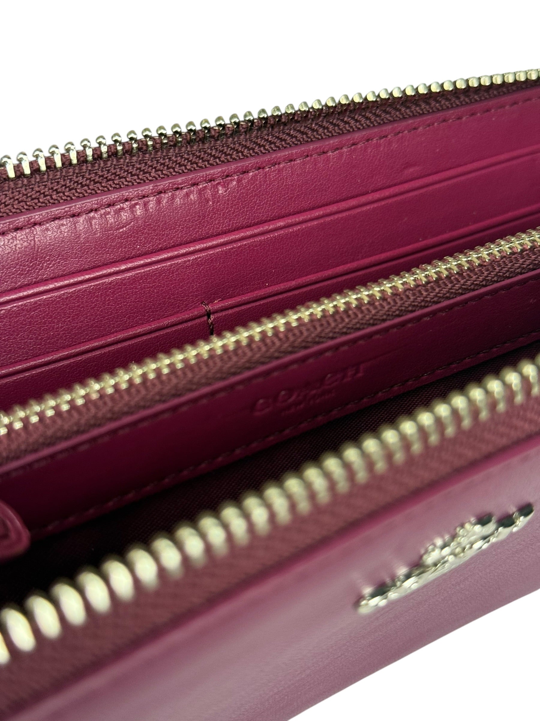 Coach Plum Long Zip Wallet
