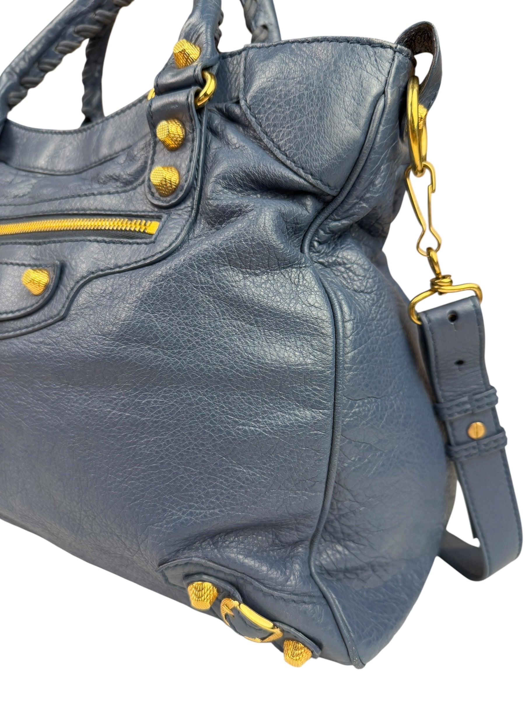 Balenciaga Mist Blue Leather Sunday City Bag