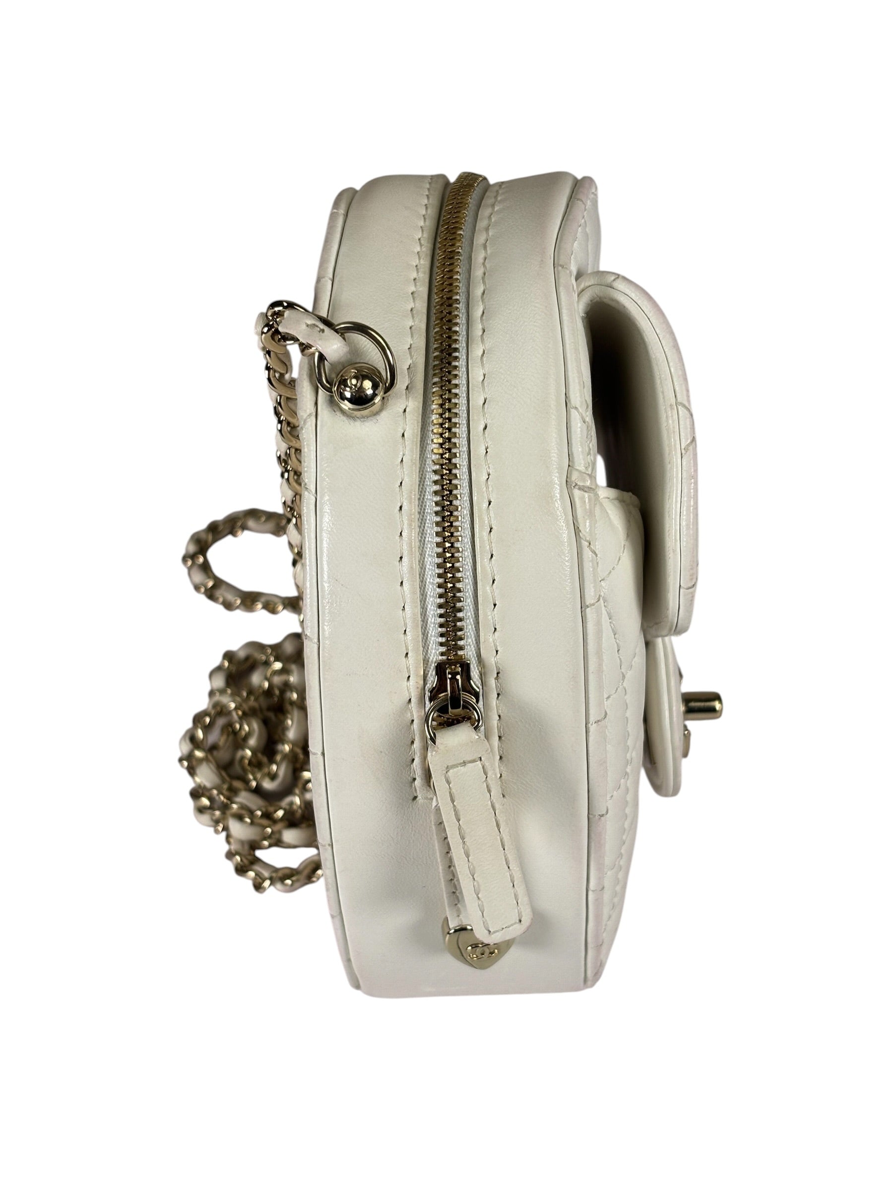 Chanel CC In Love White Quilted Leather Heart Bag 2022