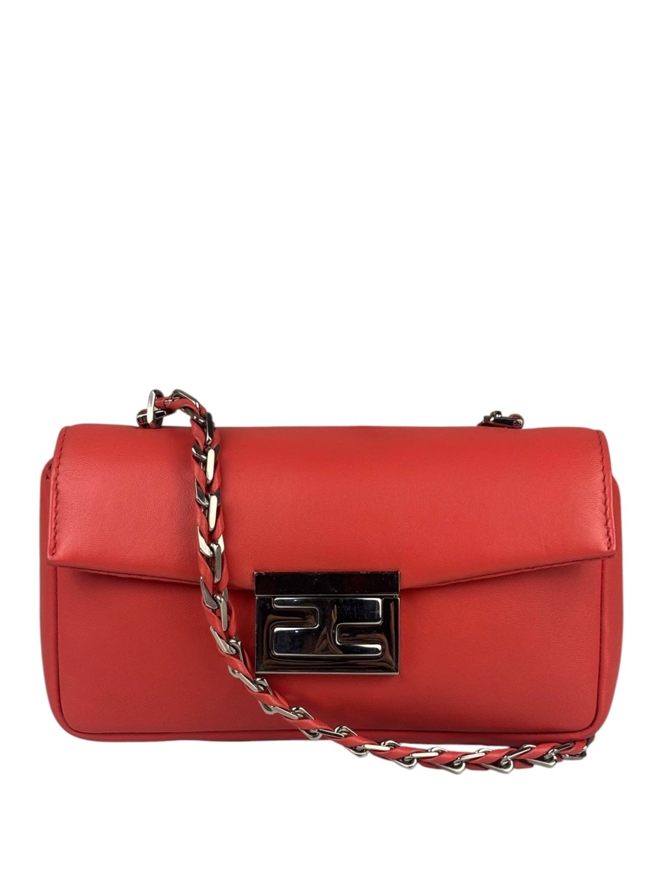 Fendi Coral Pink Leather Mini Baguette