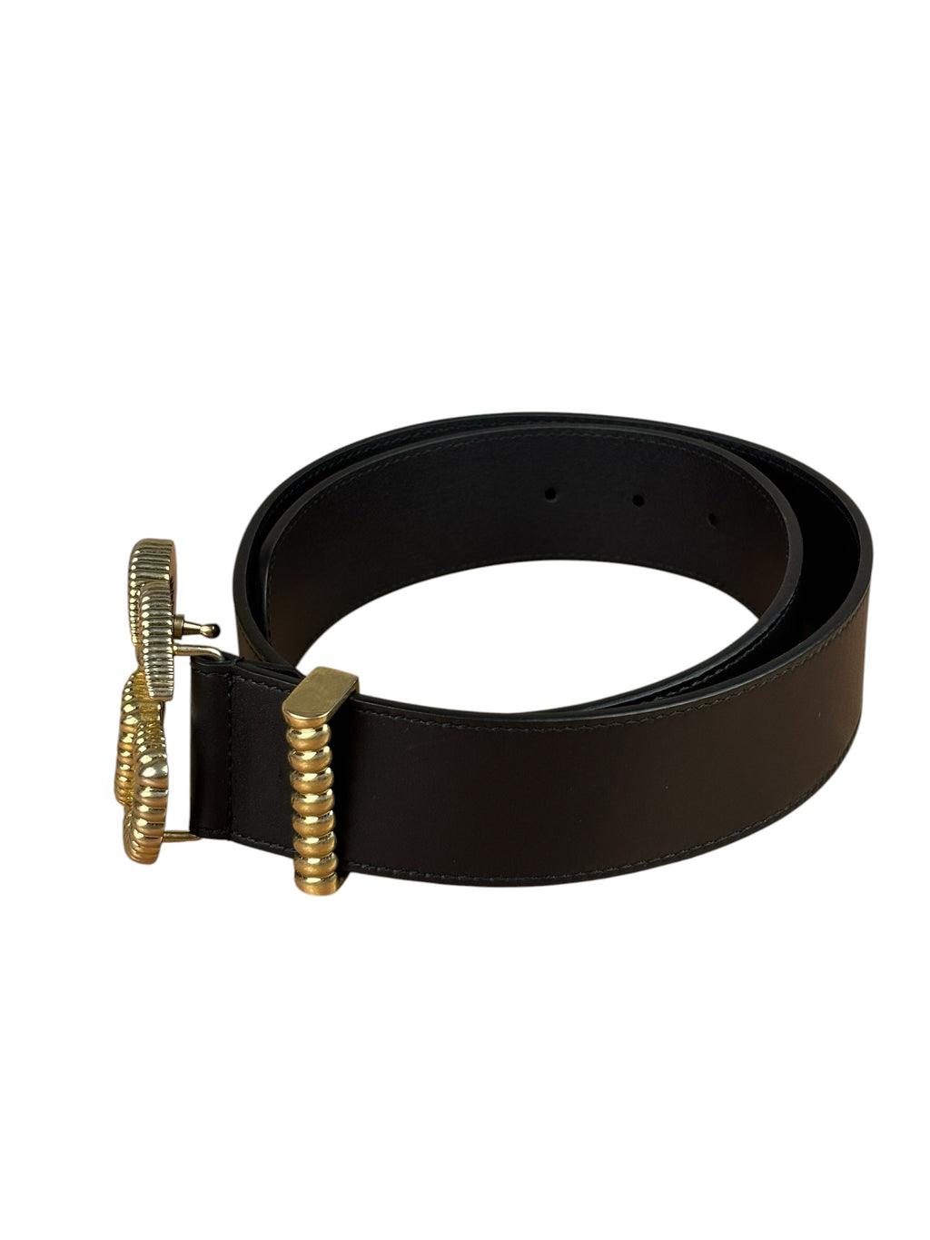 Gucci GG Black Golden Buckle Marmont Torchon Leather Belt