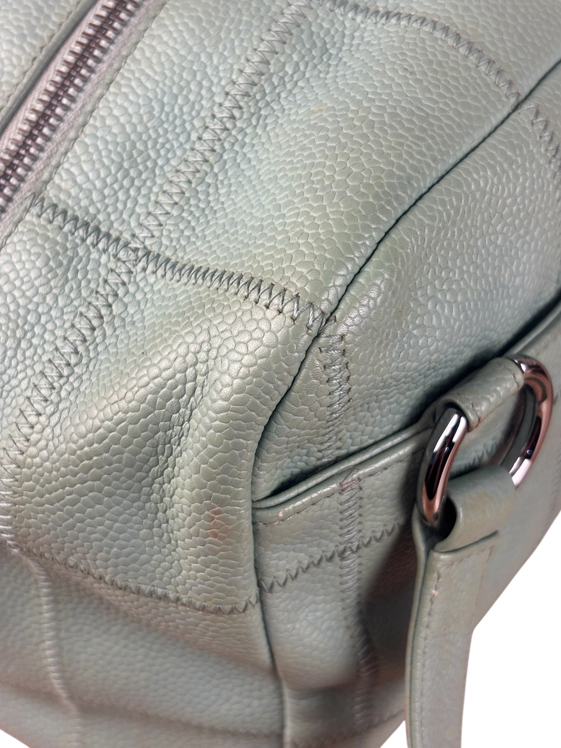 Chanel Light Green Quilt LAX Leather Bowler Bag 2004