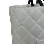 Chanel Vintage White Quilted CC Snake Cambon Ligne Tote 2004