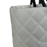 Chanel Vintage White Quilted CC Snake Cambon Ligne Tote 2004