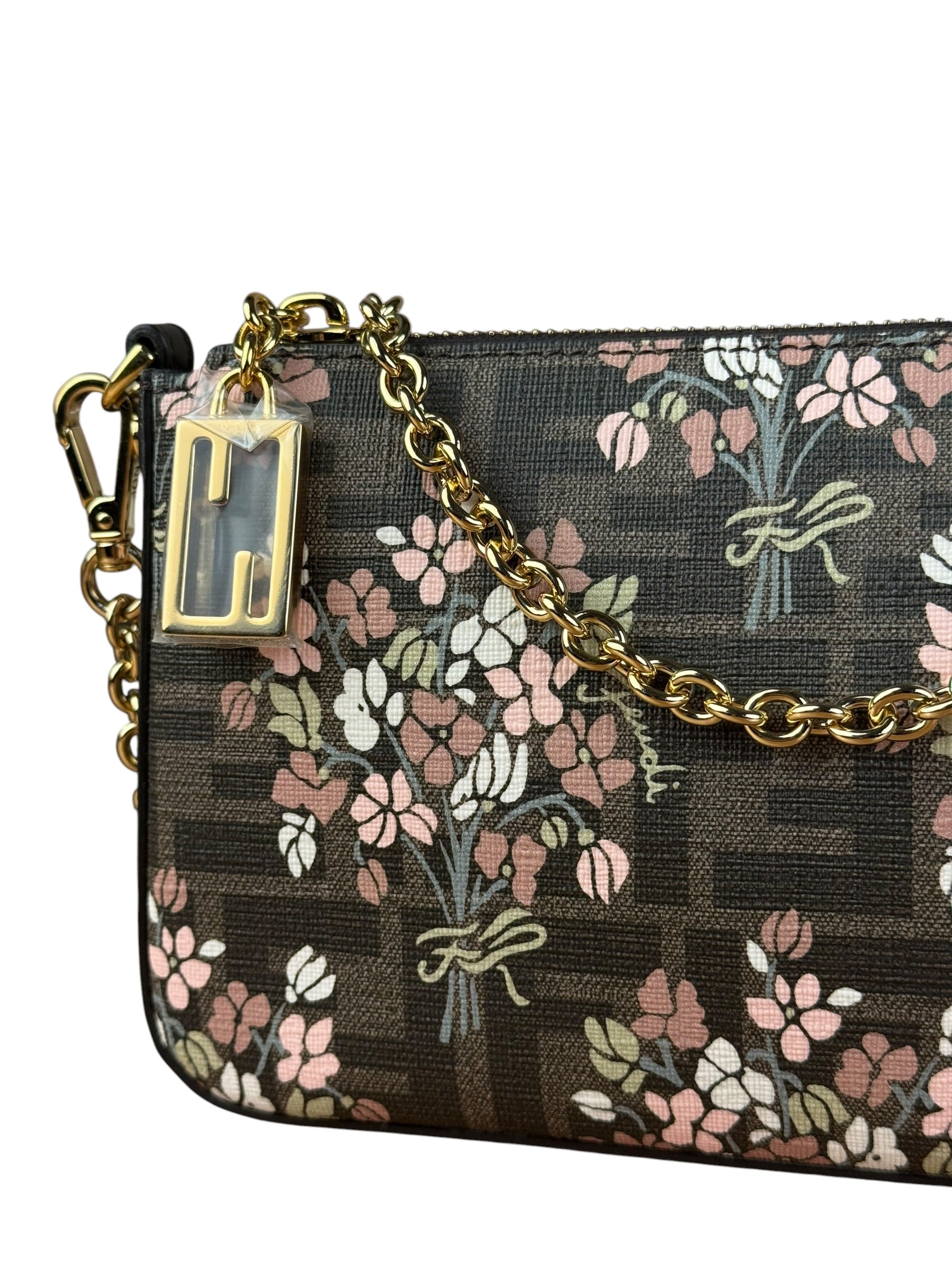 Fendi FF Floral Coated Canvas Chain Pochette