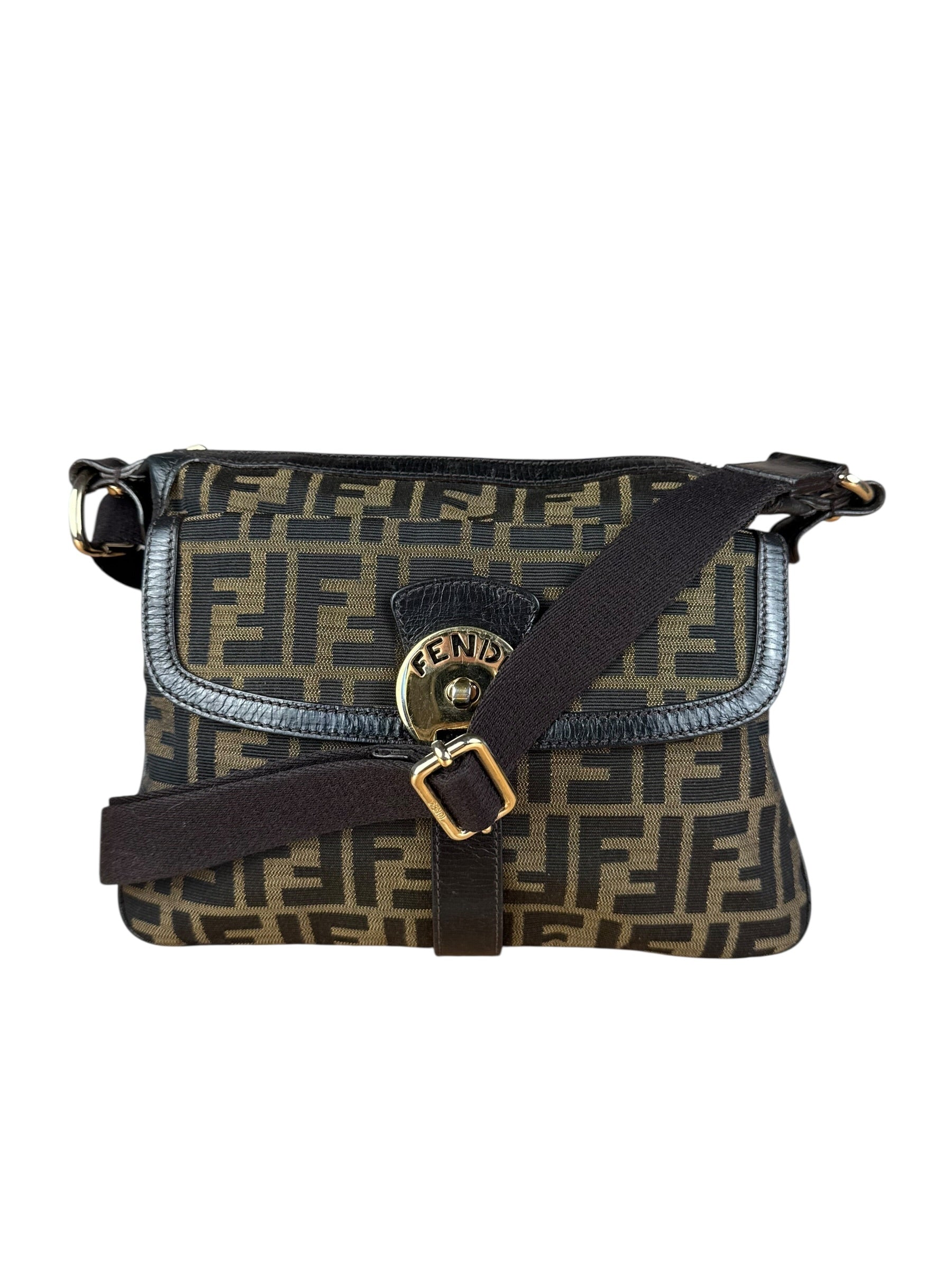 Fendi Vintage Zucca Pattern Canvas Shoulder Bag