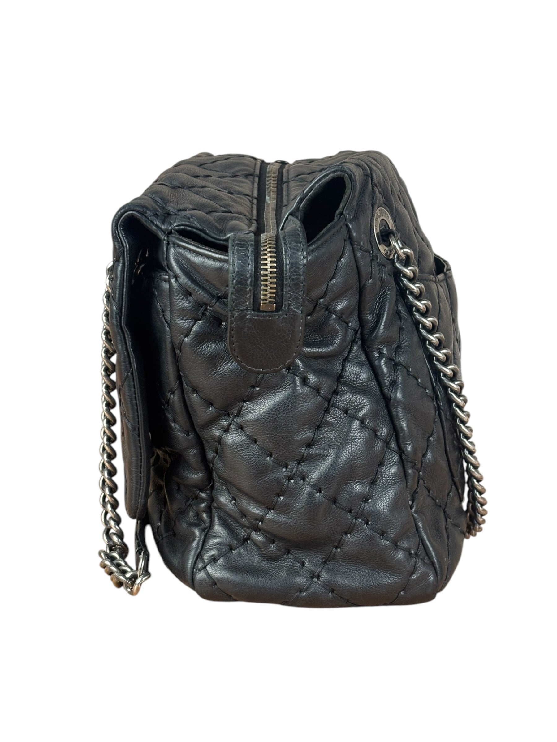 Chanel Black Leather Paris Moscow Flap/Chain Shoulder Bag 2005