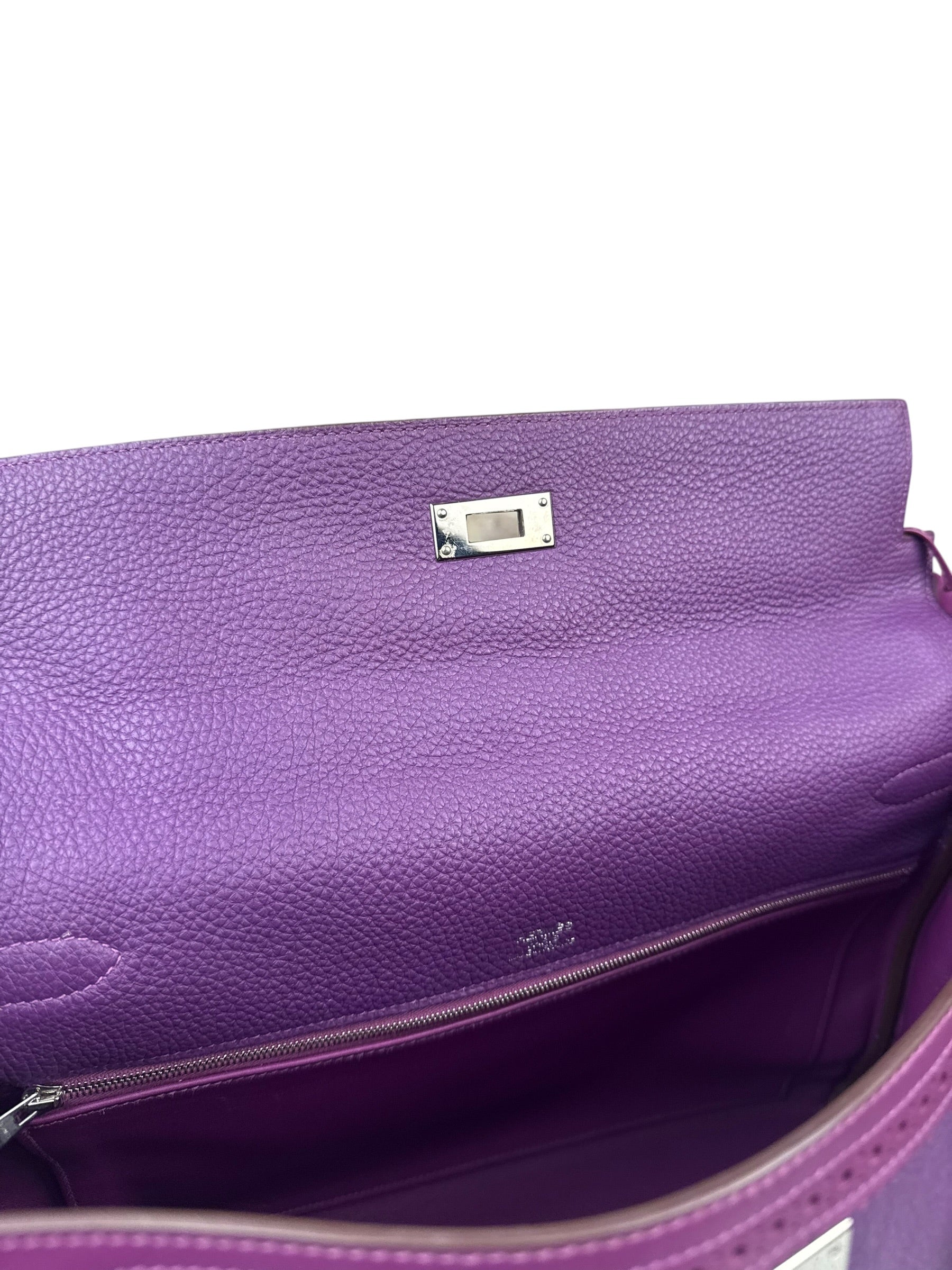Hermes Kelly 35 Purple Ghillies Swift Togo Leather Handbag 2015