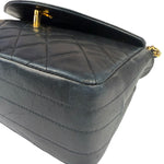 Chanel Black Quilted Lambskin Half Moon Flap 1989