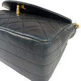 Chanel Black Quilted Lambskin Half Moon Flap 1989