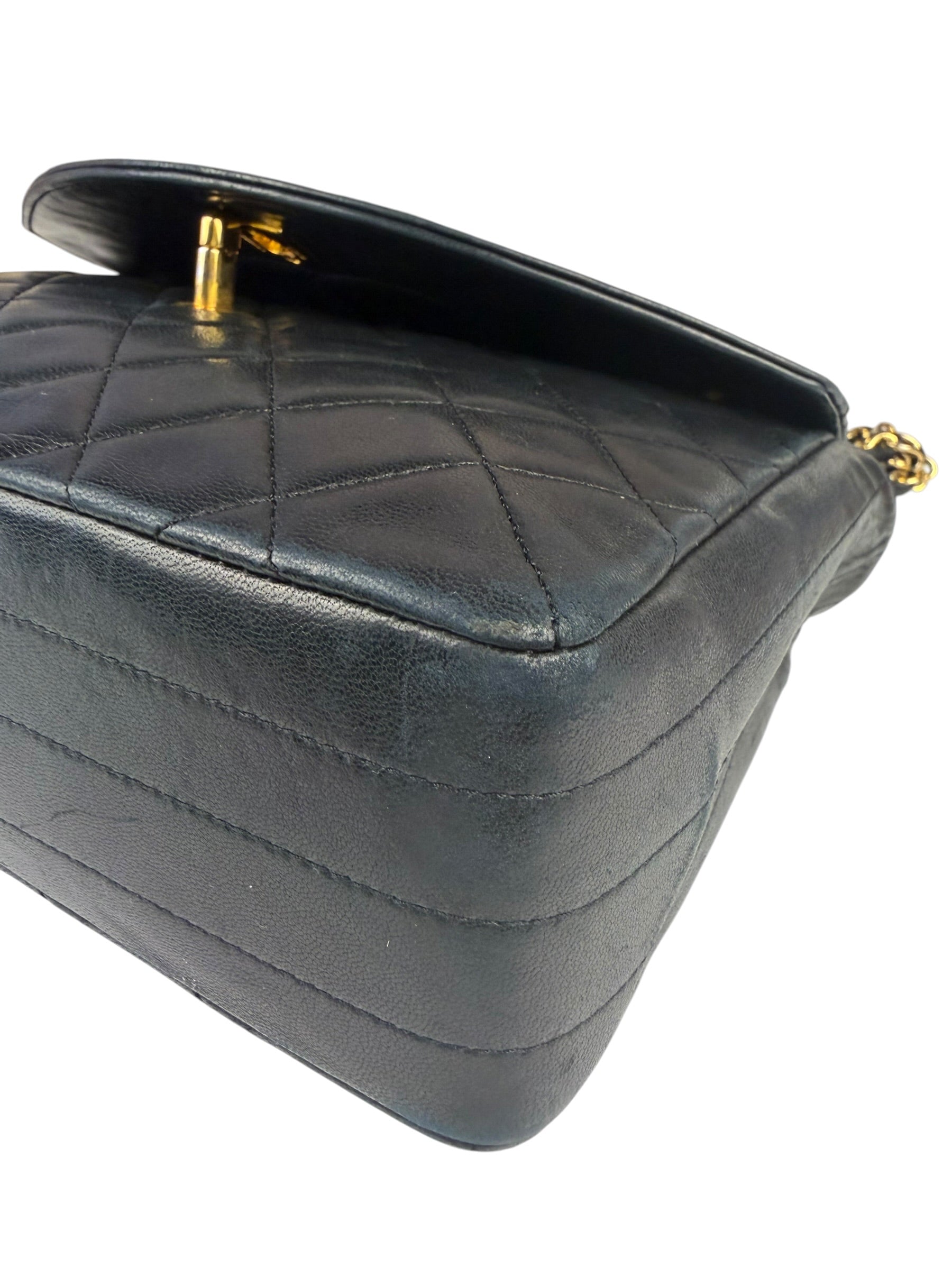 Chanel Black Quilted Lambskin Half Moon Flap 1989