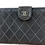 Chanel Vintage Dark Brown Leather Quilted CC Long Wallet