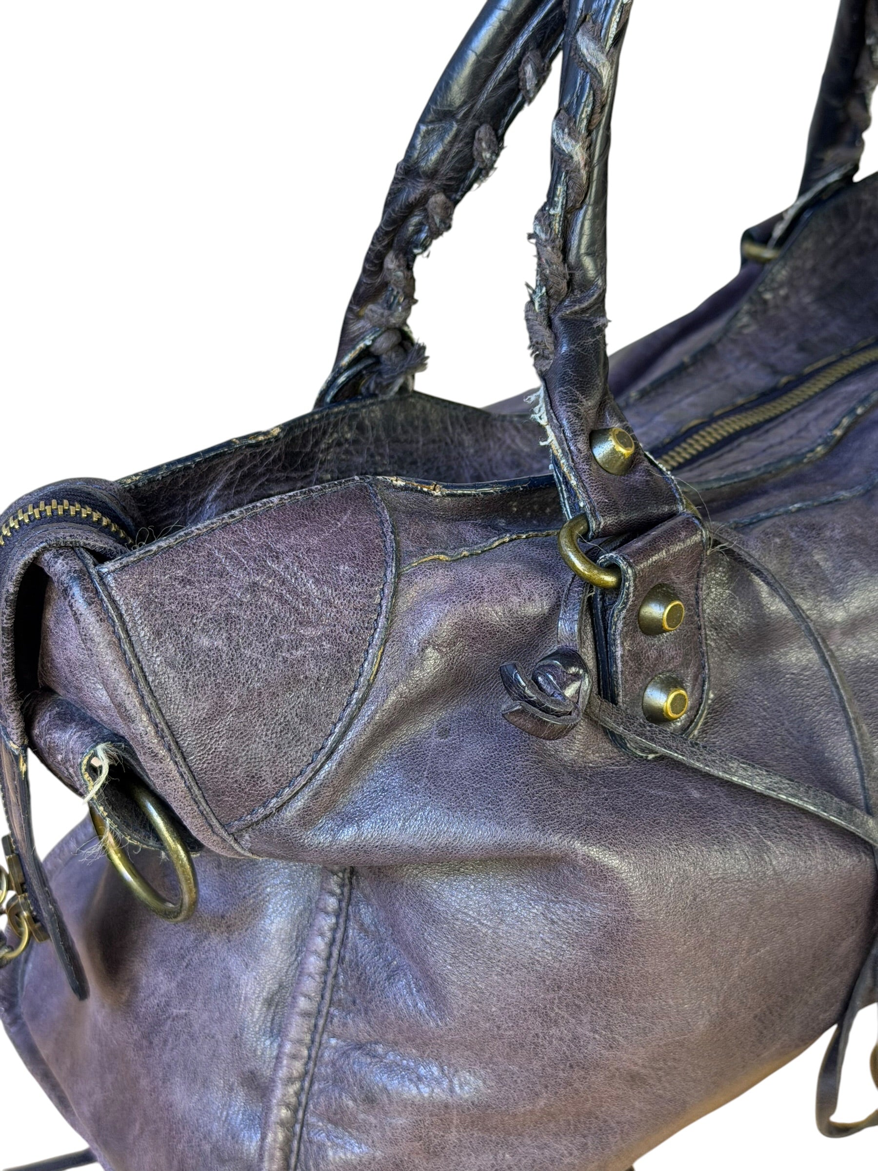 Balenciaga Vintage Purple Classic Motorcycle City Bag