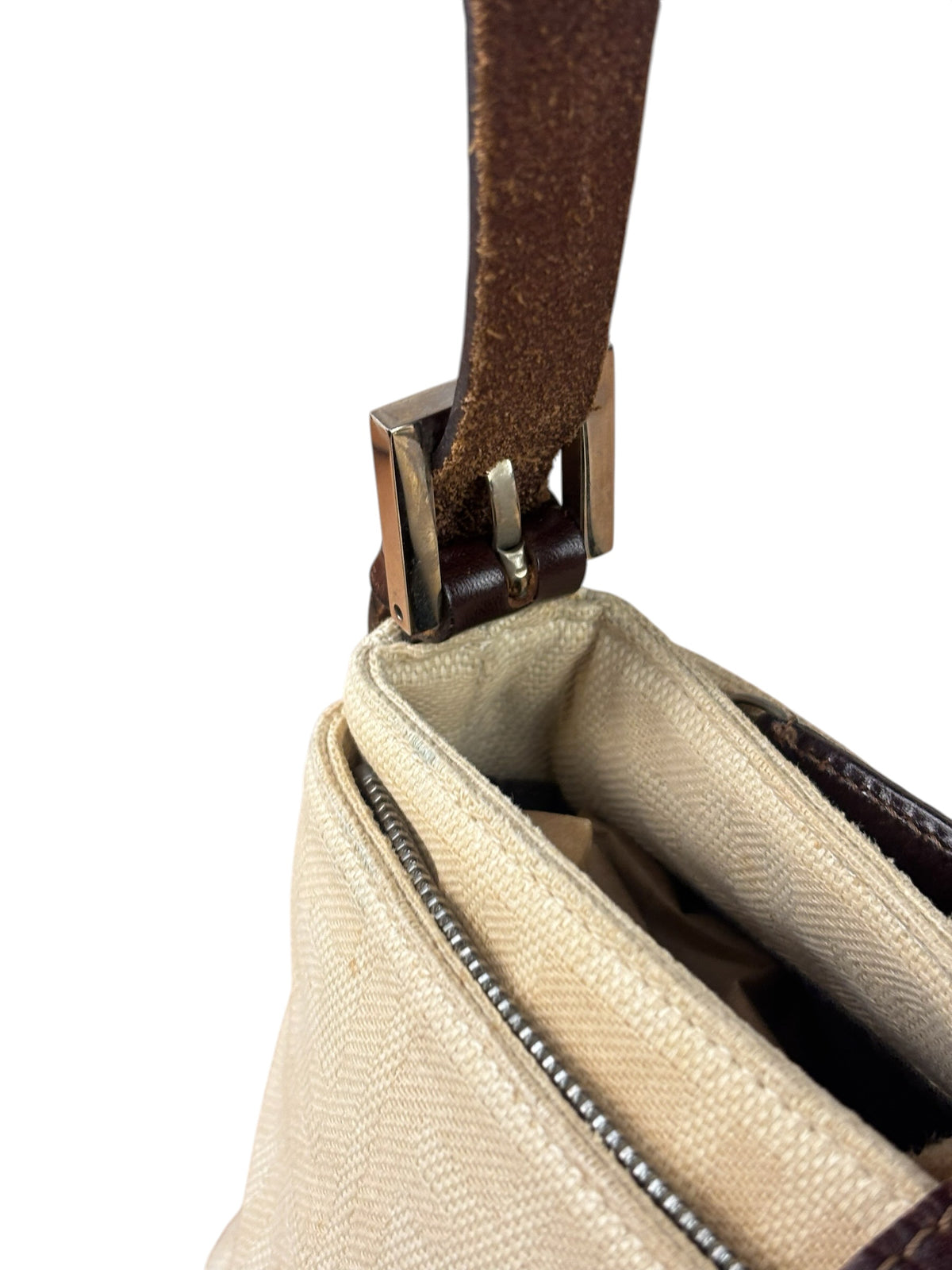 Fendi Cream Zucca Canvas Baguette Shoulder Bag