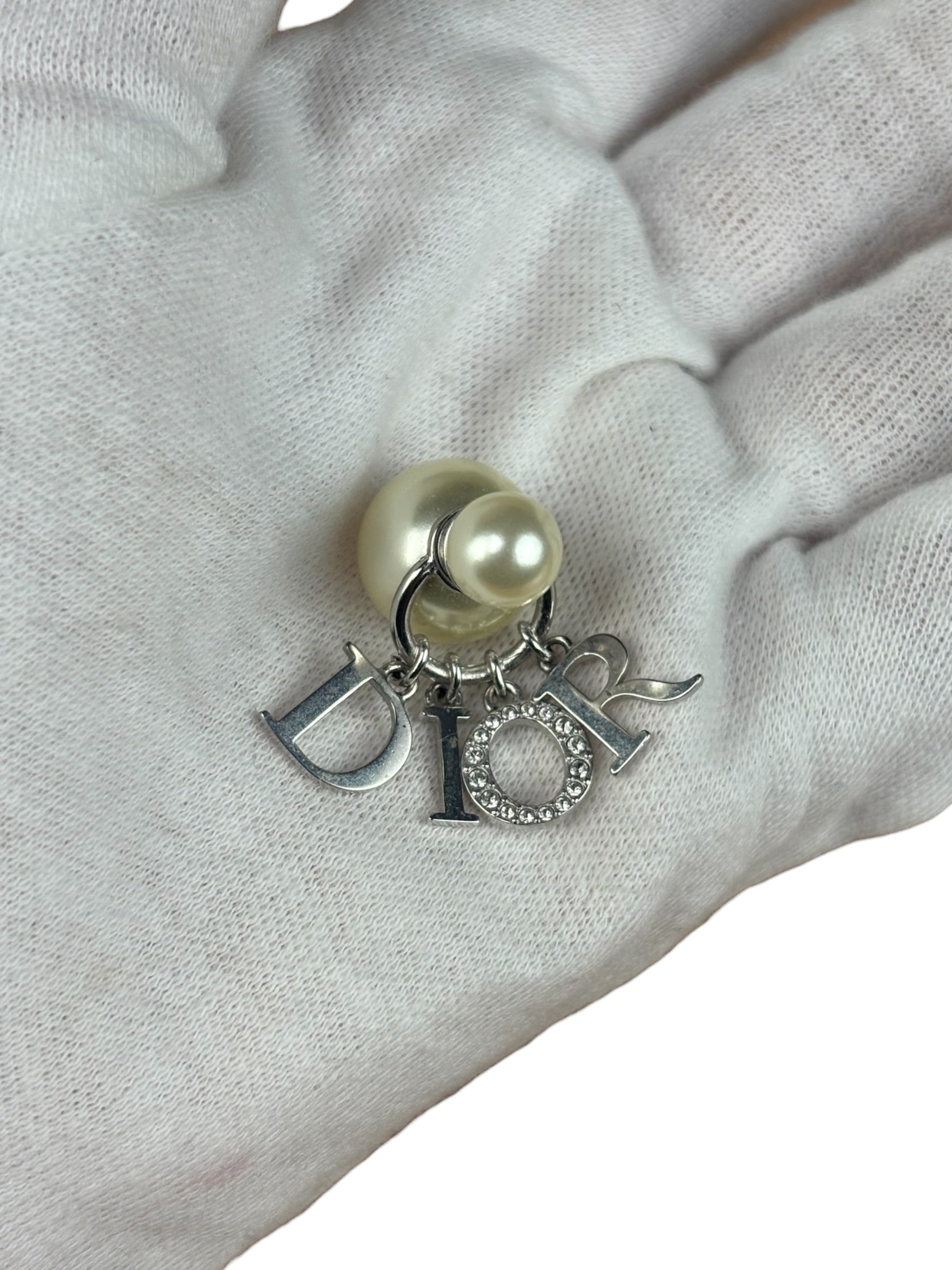 Christian Dior Pearl Spell-Out Earrings