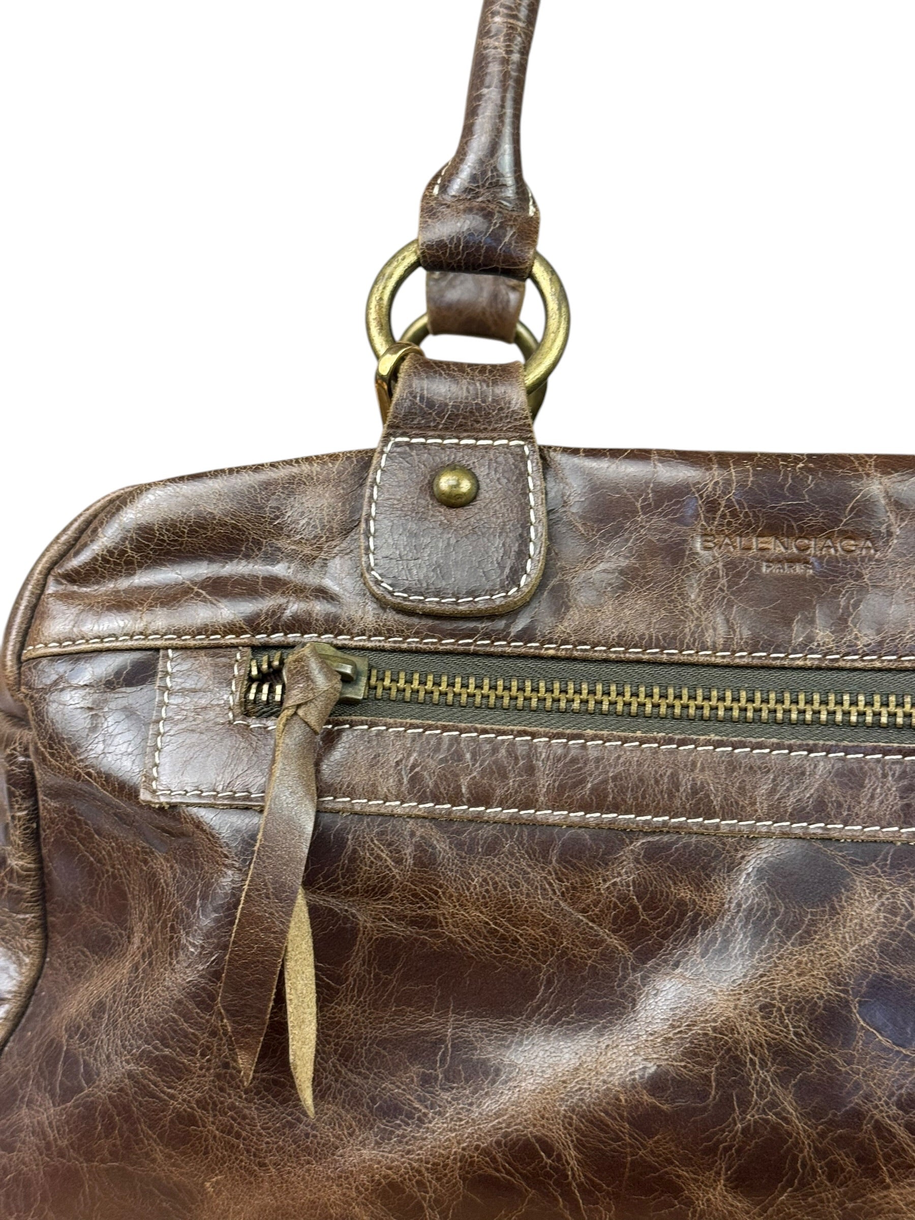 Balenicaga Brown Leather Whistle Handbag