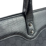 Gucci Black Leather Trim GG Horsebit Chain Shoulder Bag