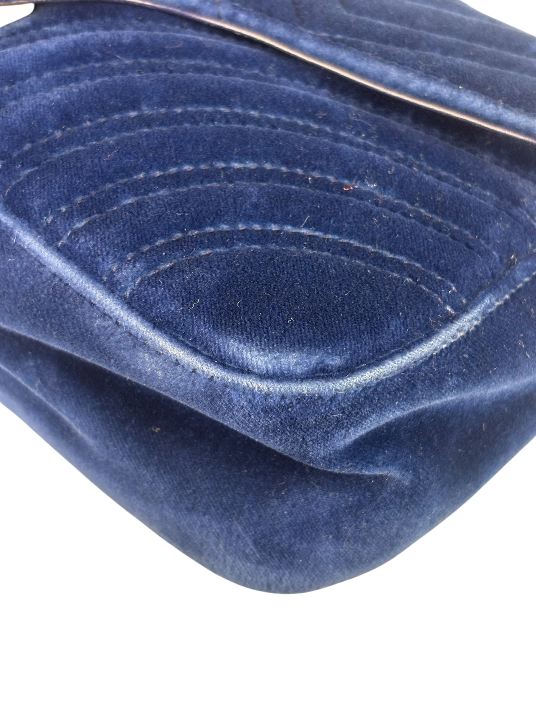Gucci GG Blue Velvet Marmont Chain Shoulder Bag