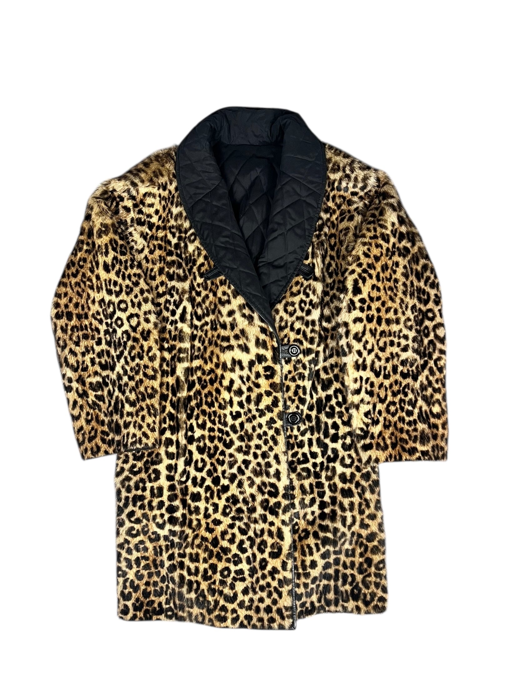 Emba Vintage Cheetah Print Fur Reversible Coat