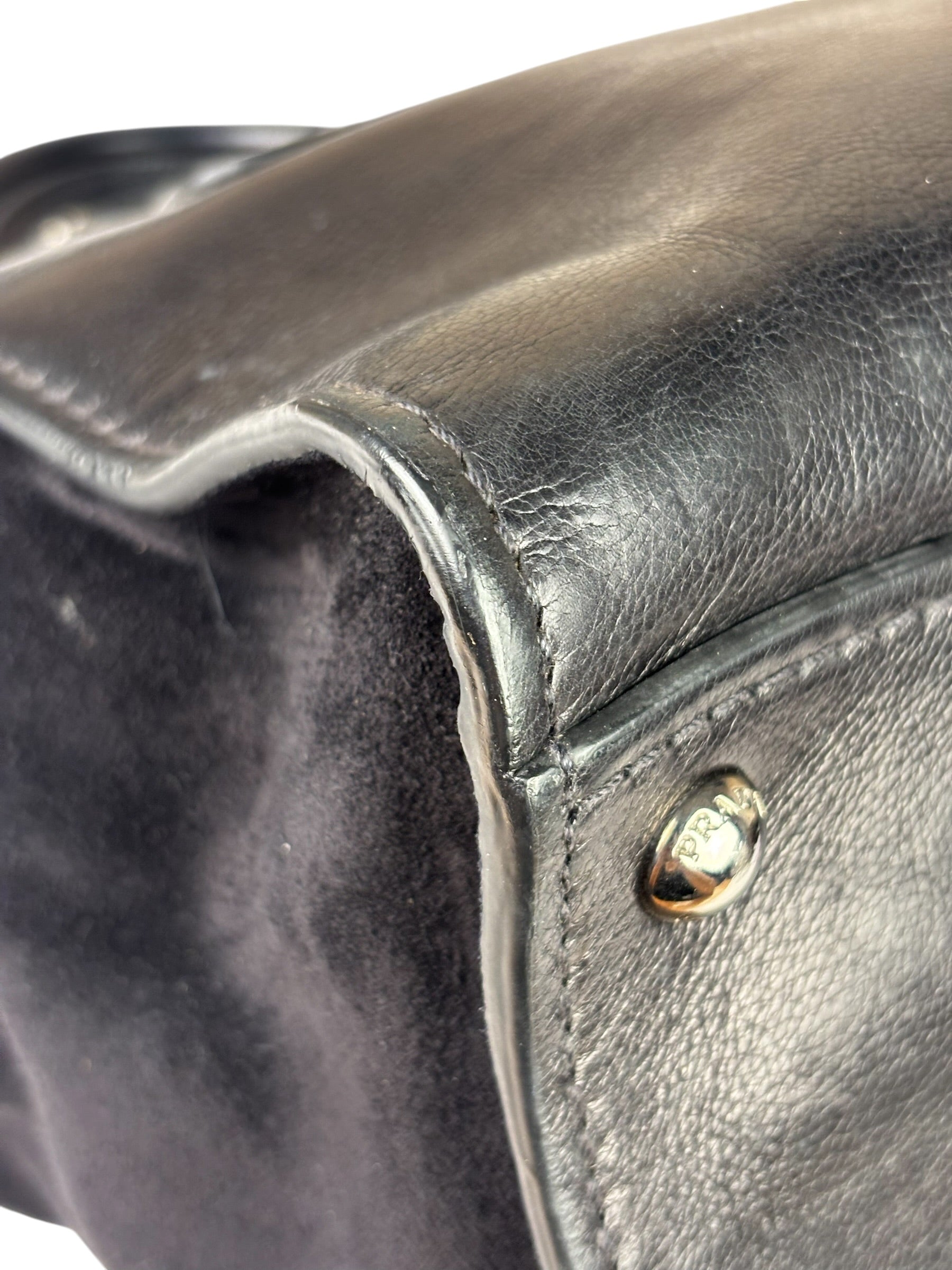 Prada Black Leather/Suede Shoulder Bag